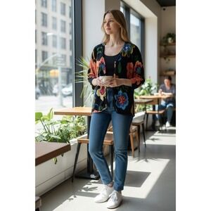Joseph A. Women's Floral Cardigan Buttons Size Large